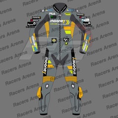 Luca Marini Mooney VR46 MotoGP 2022 Motorcycle Racing Leather Suit Front