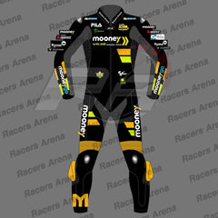 Luca Marini Mooney VR46 MotoGP 2023 Motorcyle Leather Race Suit Front
