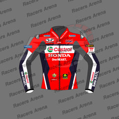 Luca Marini MotoGP 2025 Honda Motorcycle Leather Riding Jacket Front