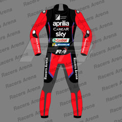 Maverick Vinales Aprilia MotoGP 2023 Motorcycle Leather Racing Suit Back
