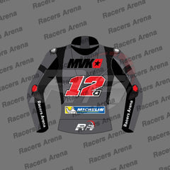 Maverick Vinales Aprilia Winter Test 2023 Motorcycle Leather Racing Jacket Back
