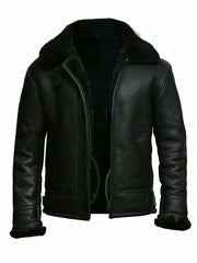 Men’s B3 Sheepskin Shearling Aviator Bomber Jacket – Fur-Lined Pilot Coat