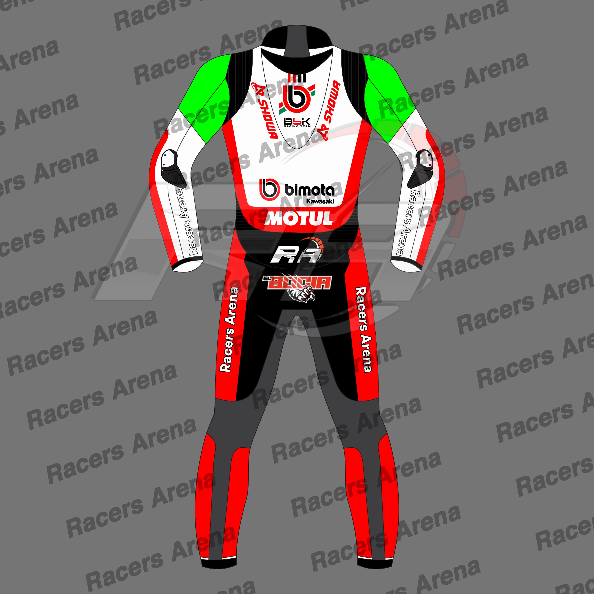 Axel Bassani Kawasaki WSBK 2026 Motorbike Leather Race Suit Back
