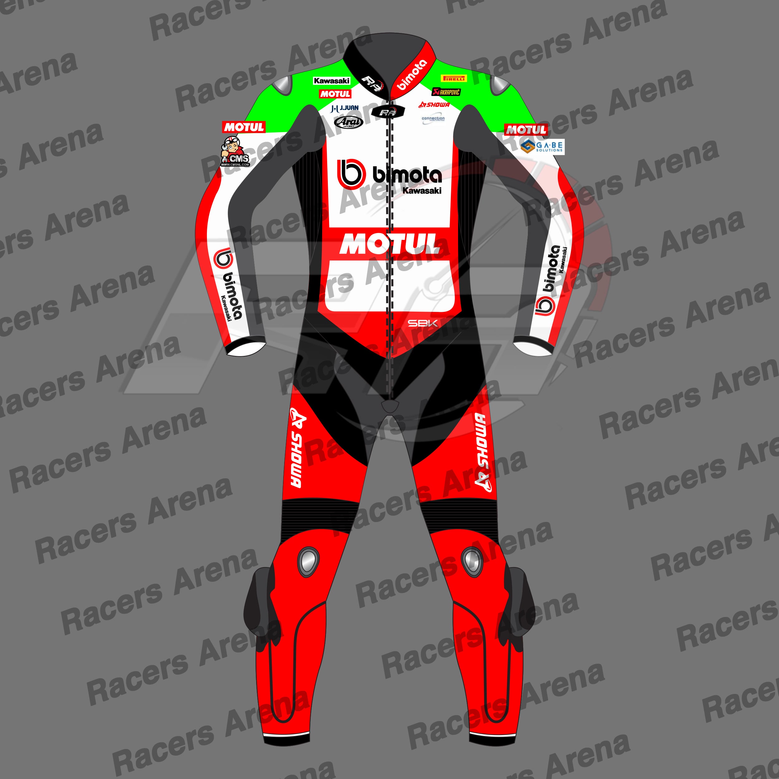 Axel Bassani Kawasaki WSBK 2026 Motorbike Leather Race Suit Front