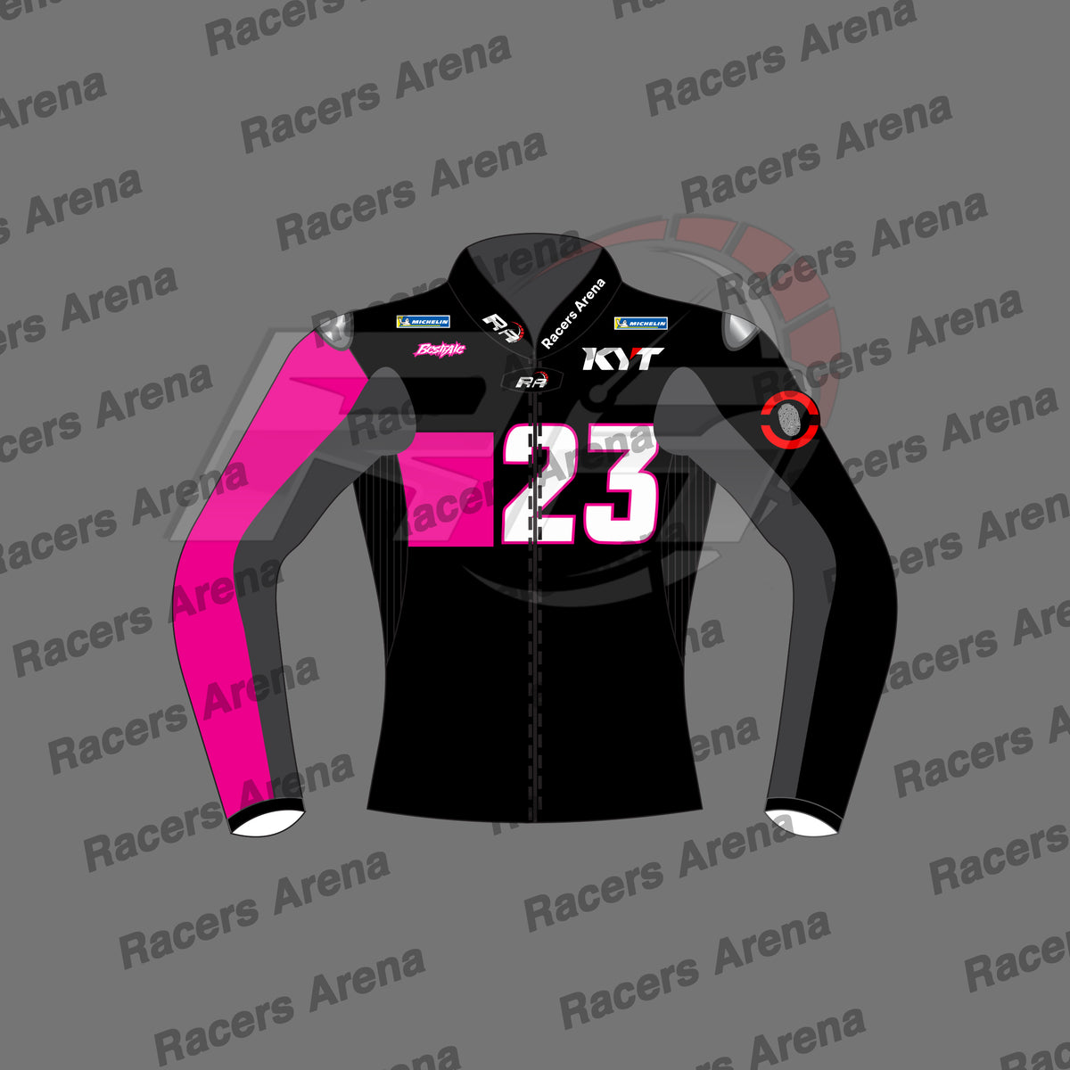 Black Enea Bastianini Winter Test 2024 Motorcycle Race Jacket Front