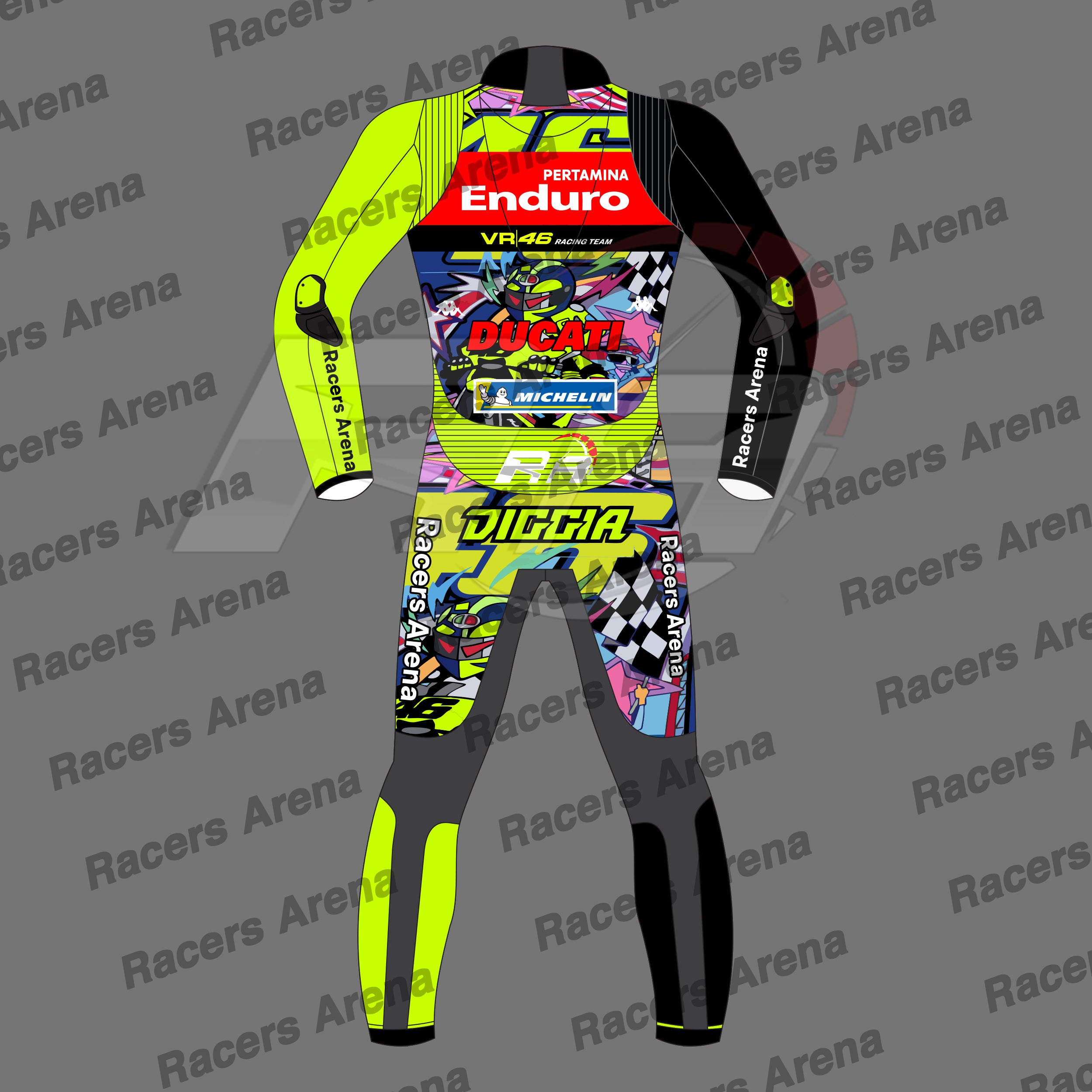 Fabio Di Giannantonio Ducati Pertamina Enduro VR46 MotoGP 2026 Leather Race Suit Back