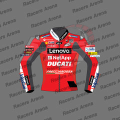 Francesco Bagnaia Ducati MotoGP 2022 Motorcycle Leather Race Jacket Front