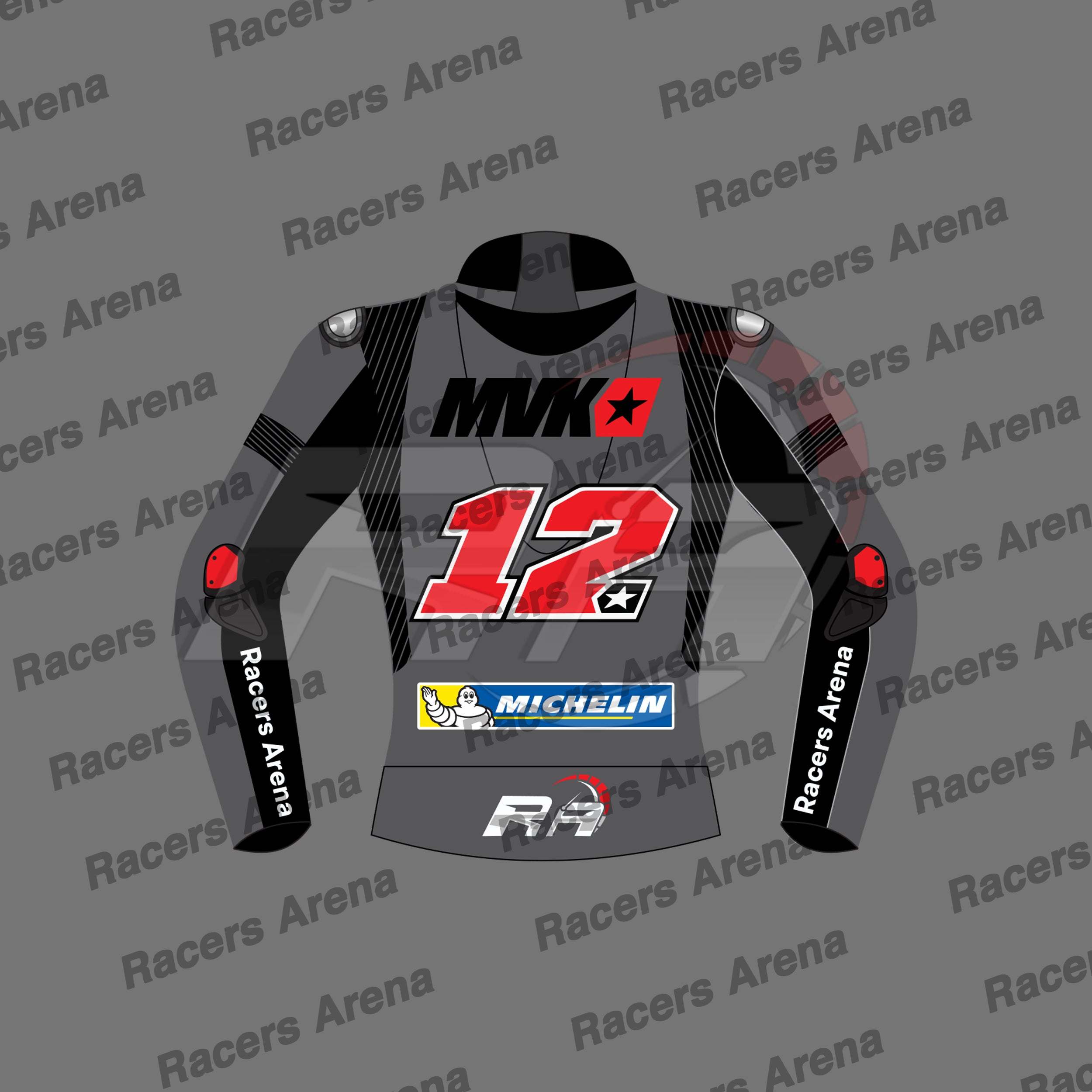 Maverick Vinales Aprilia Winter Test 2023 Motorcycle Leather Racing Jacket Back