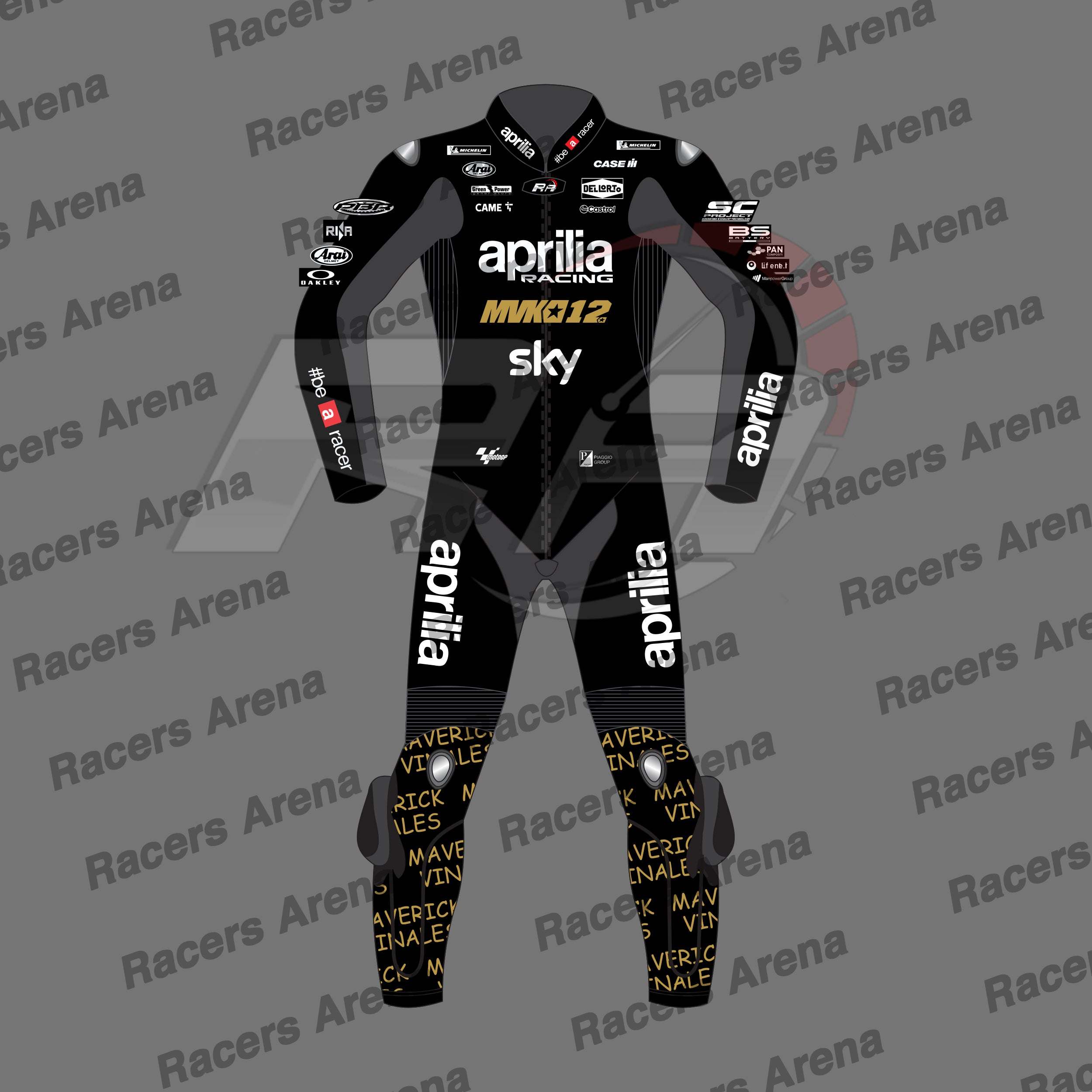 Maverick Vinales Aprilia Winter Test 2024 Motorcycle Leather Racing Suit Front