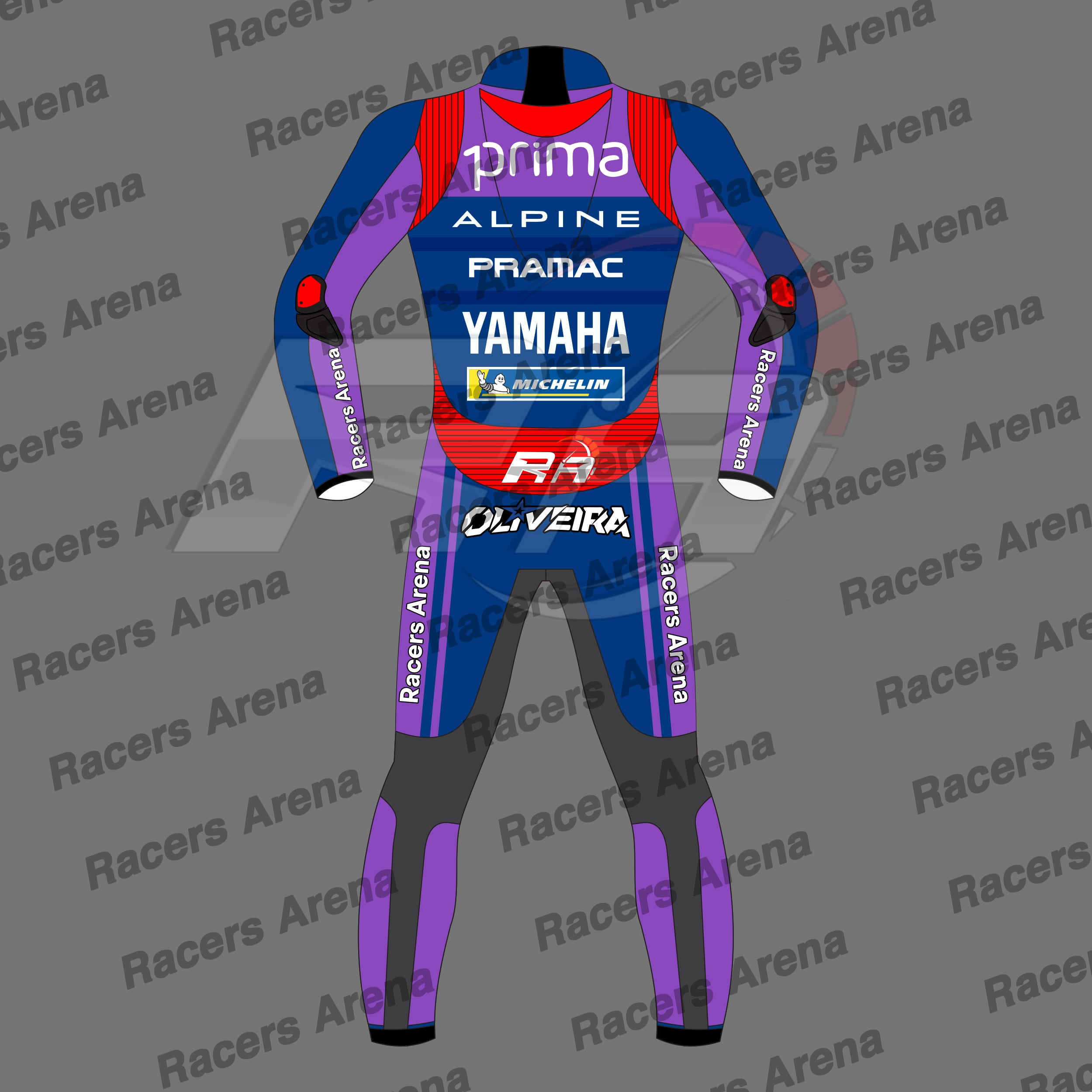 Miguel Oliveira Yamaha Pramac Motogp Motobike Leather Race Suit 2025 Back